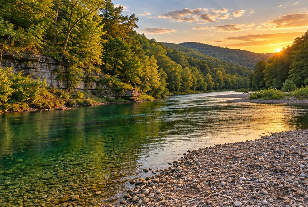 The Current River winding through forested Ozark hills